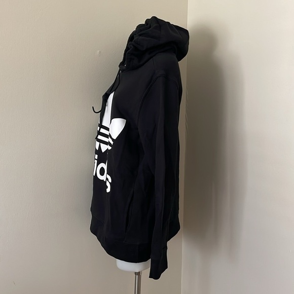 (NWT) Adidas Women’s 100% Cotton Trefoil Print Graphic Hoodie In Black, Large - Picture 15 of 17